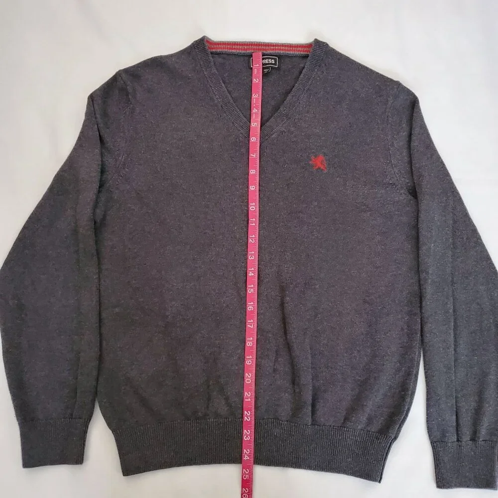 Express Men's‎ V-Neck Long Sleeve Pullover Knit Sweater Dark Gray Size Medium